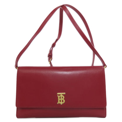 BURBERRY Long Wallet Purse leather Red Shoulder wallet Women Used Authentic