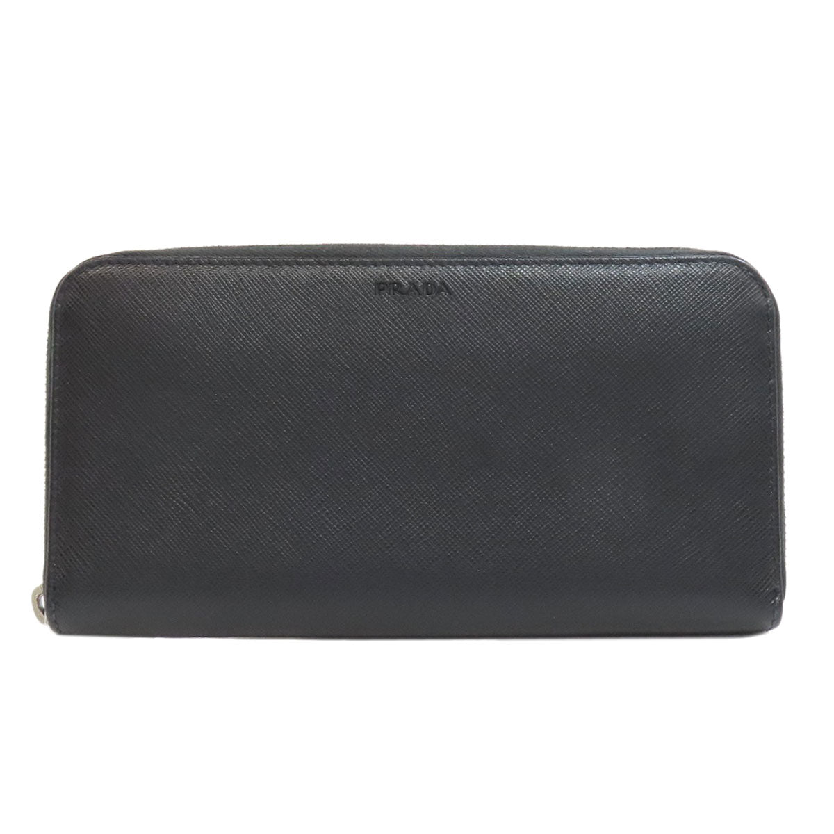 PRADA Long Wallet Purse leather black Safiano mens Used Authentic