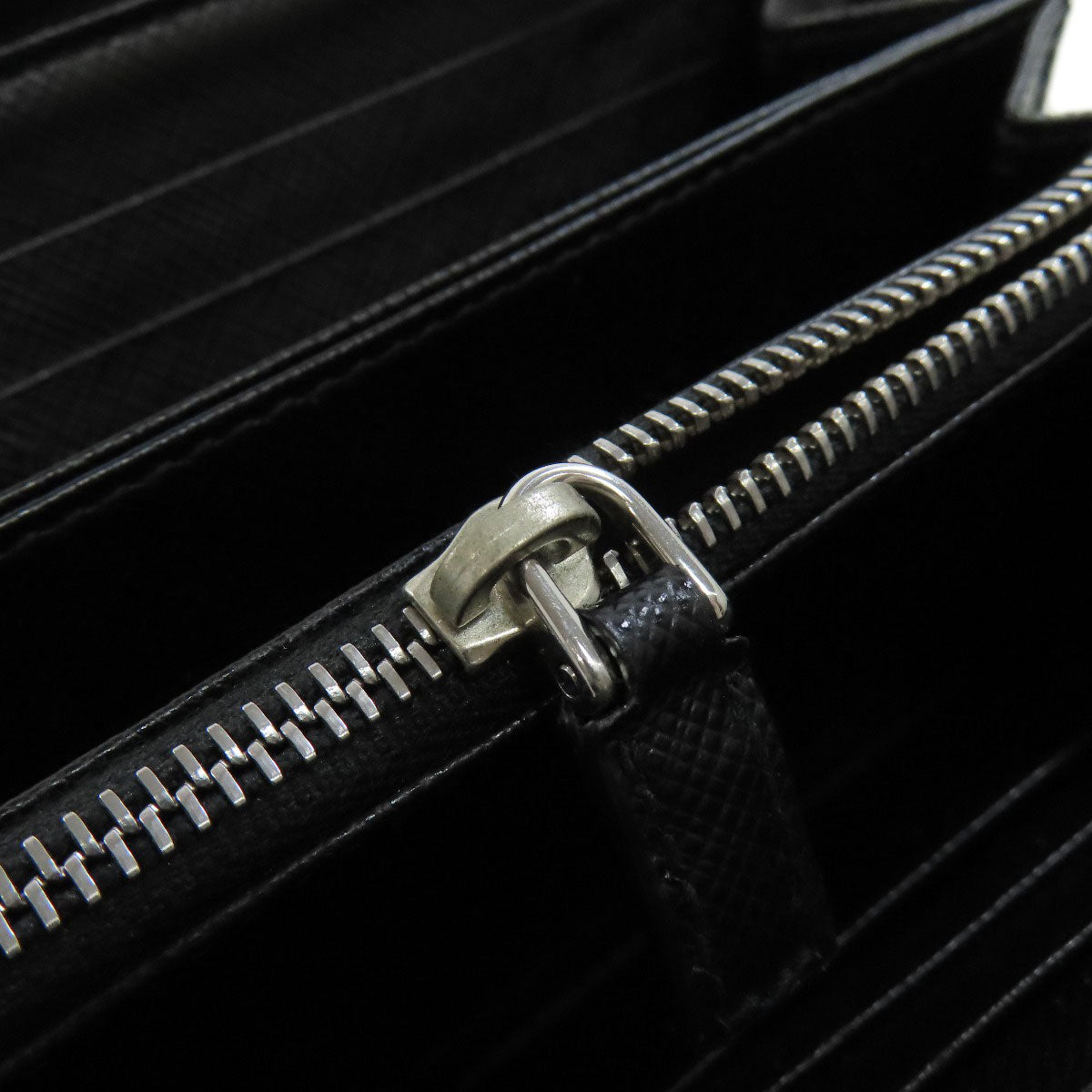 PRADA Long Wallet Purse leather black Safiano mens Used Authentic