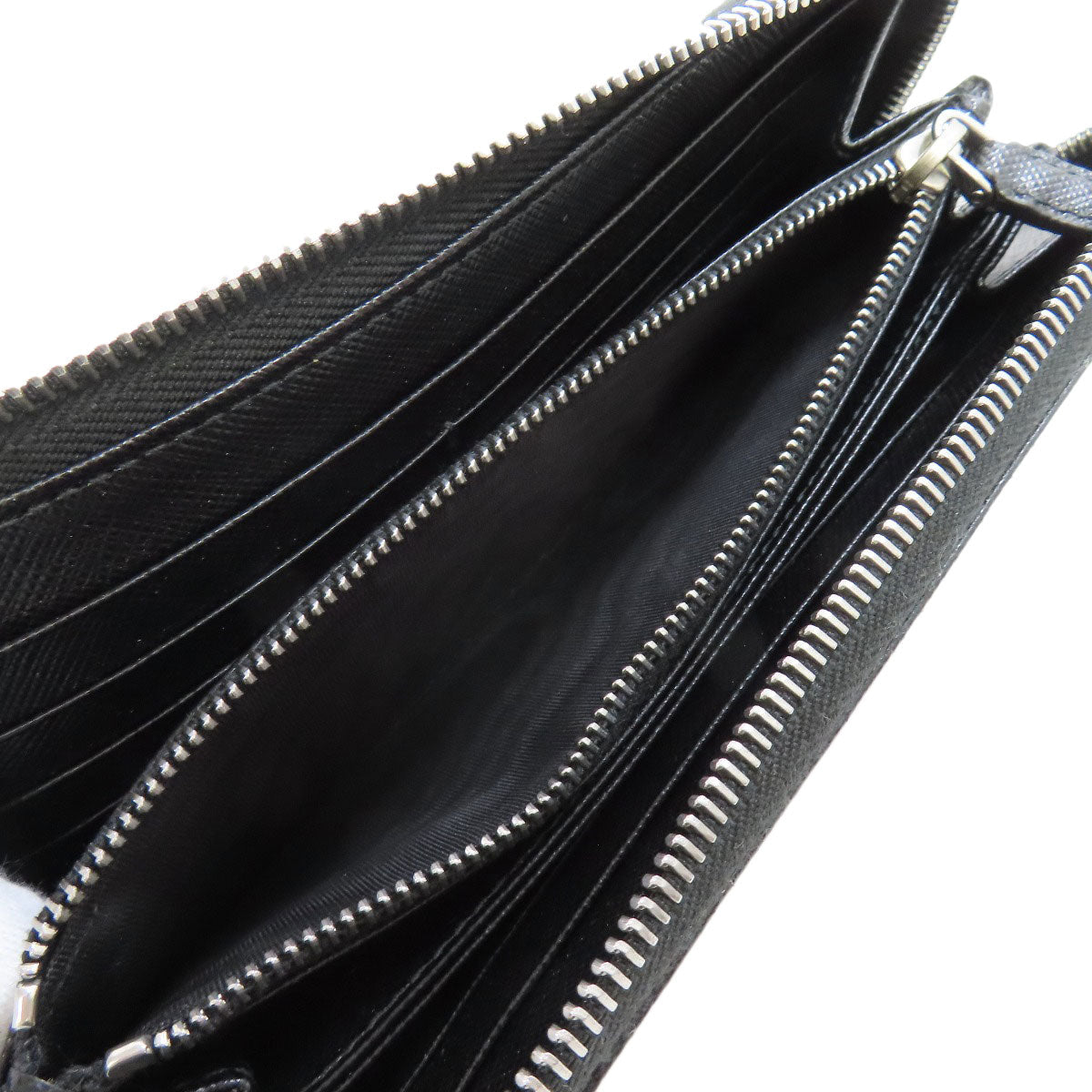 PRADA Long Wallet Purse leather black Safiano mens Used Authentic