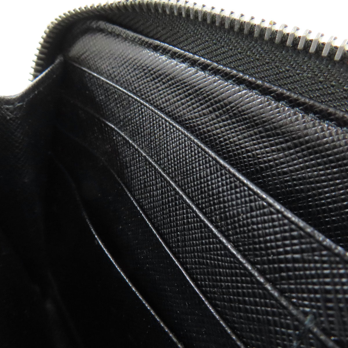 PRADA Long Wallet Purse leather black Safiano mens Used Authentic
