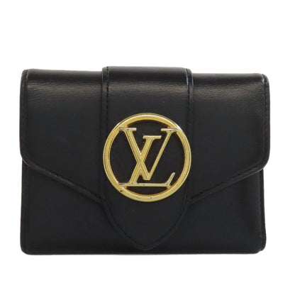 LOUIS VUITTON Bifold Wallet M69176 leather black Portefeuille LV Pont Neuf Women Used Authentic