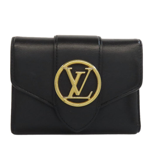LOUIS VUITTON Bifold Wallet M69176 leather black Portefeuille LV Pont Neuf Women Used Authentic