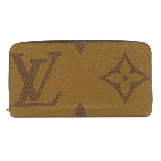 LOUIS VUITTON Long Wallet Purse M69353 Giant monogram canvas Brown Zippy wallet Women Used Authentic