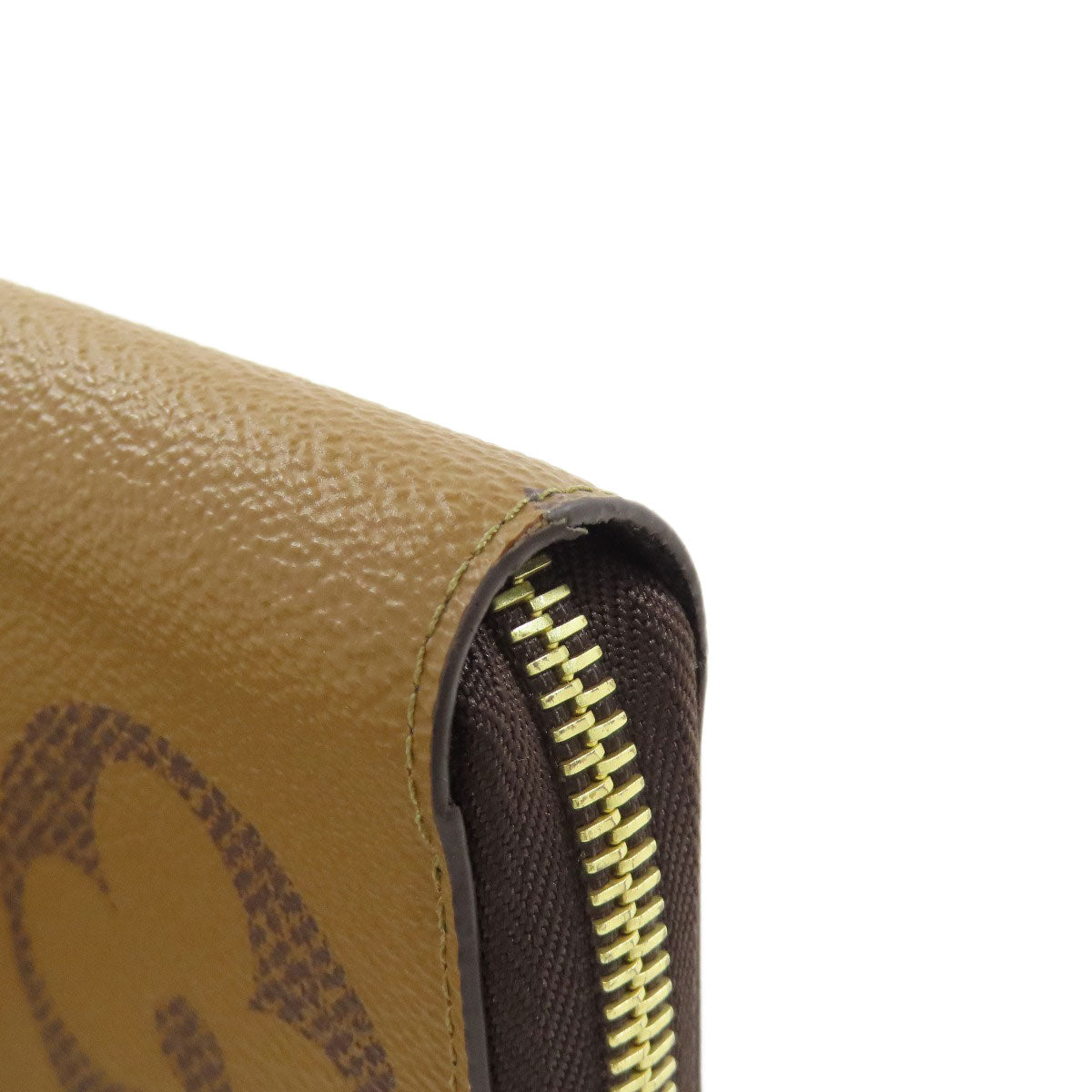 LOUIS VUITTON Long Wallet Purse M69353 Giant monogram canvas Brown Zippy wallet Women Used Authentic