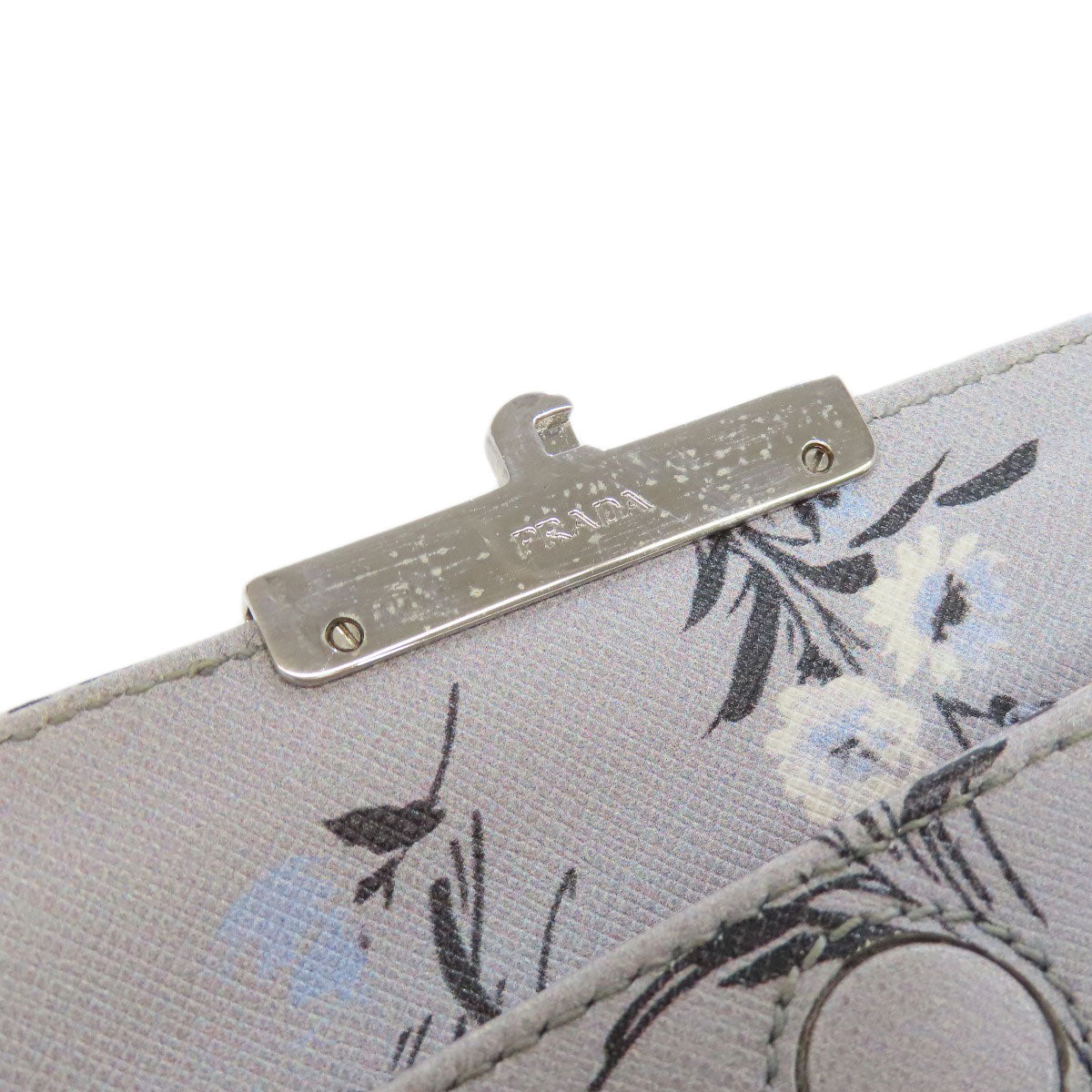 PRADA Shoulder Bag PVC gray Flower motif Women Used Authentic