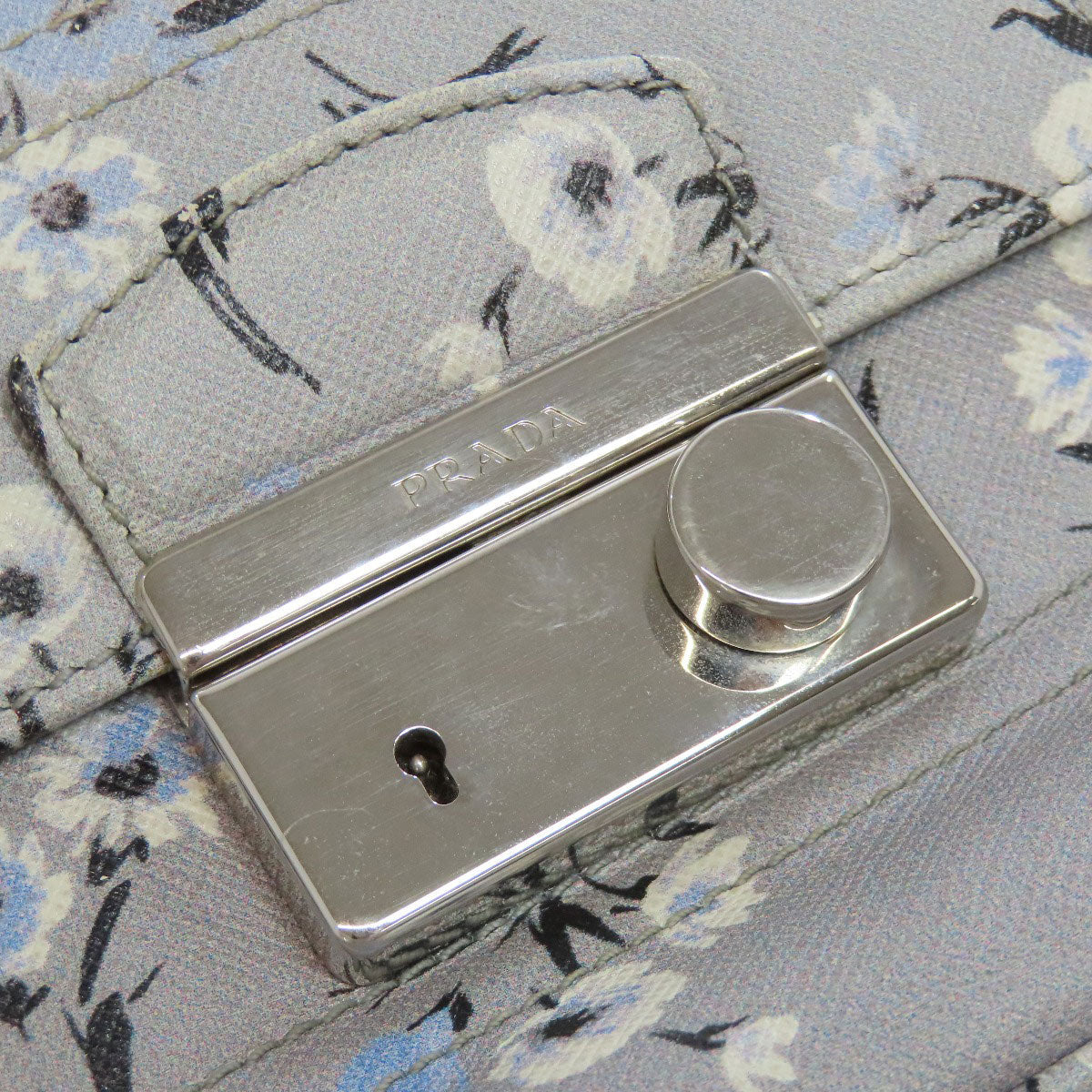 PRADA Shoulder Bag PVC gray Flower motif Women Used Authentic