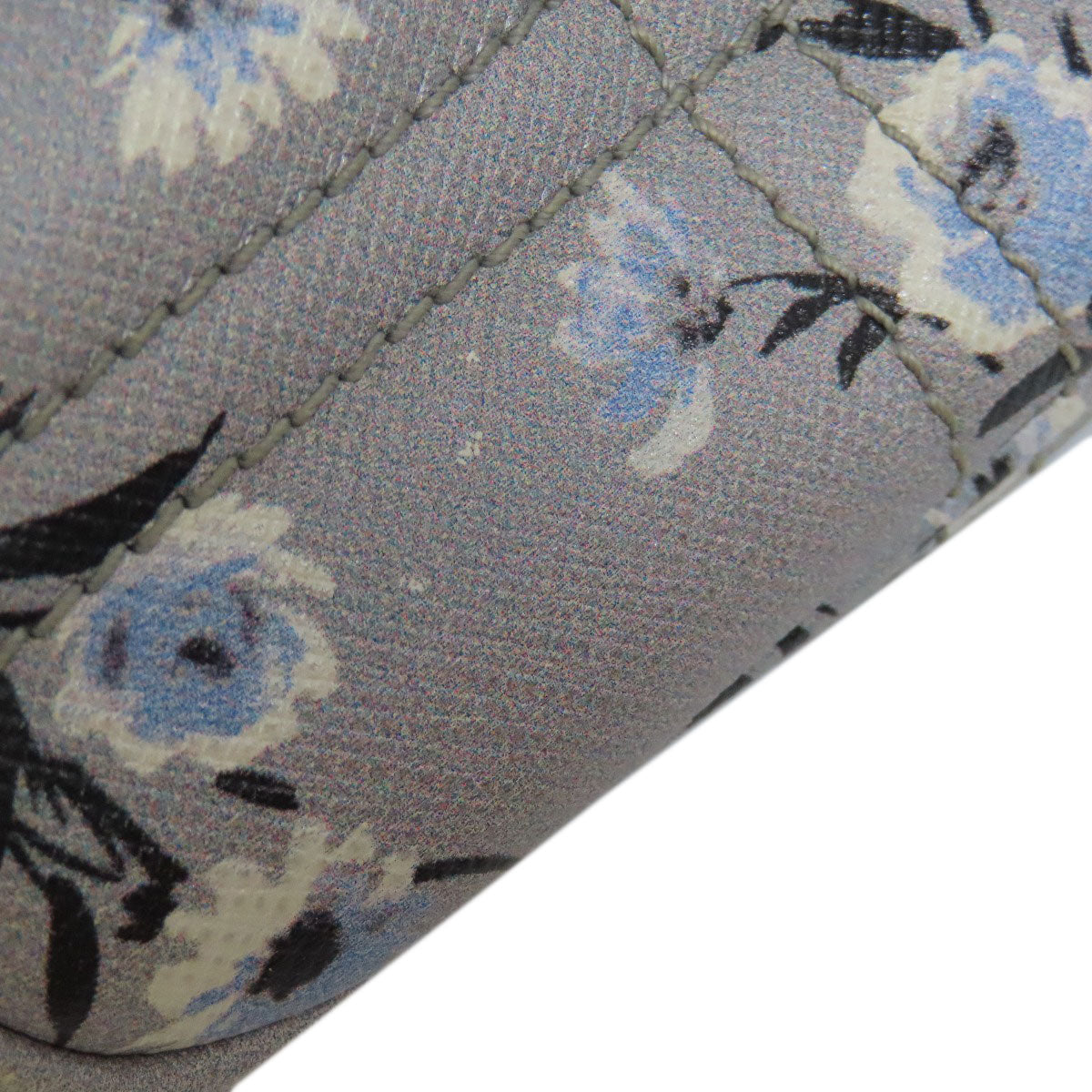 PRADA Shoulder Bag PVC gray Flower motif Women Used Authentic
