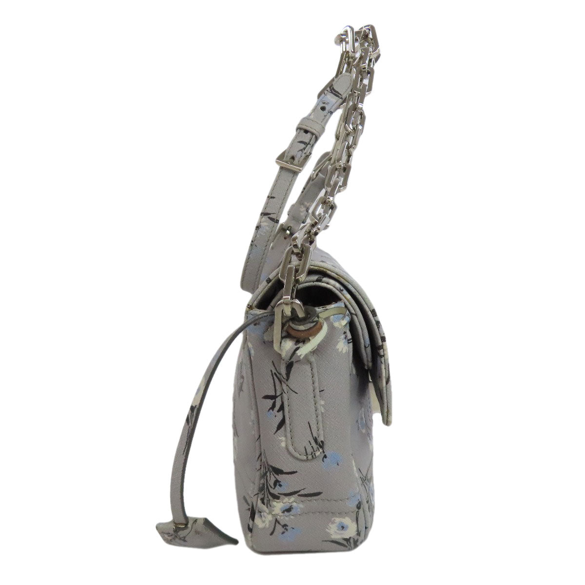 PRADA Shoulder Bag PVC gray Flower motif Women Used Authentic