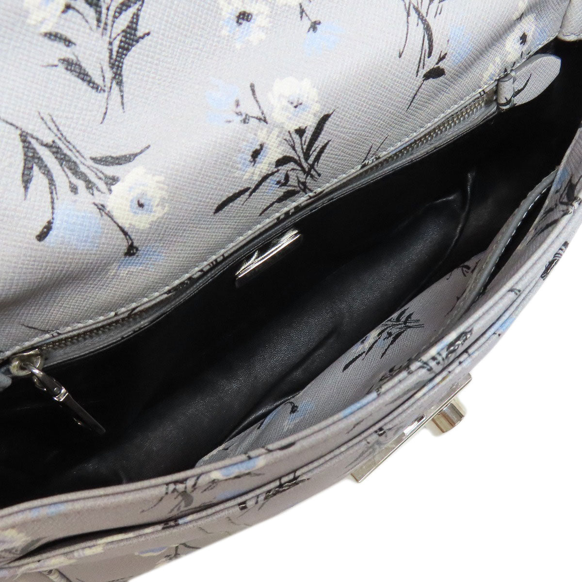 PRADA Shoulder Bag PVC gray Flower motif Women Used Authentic