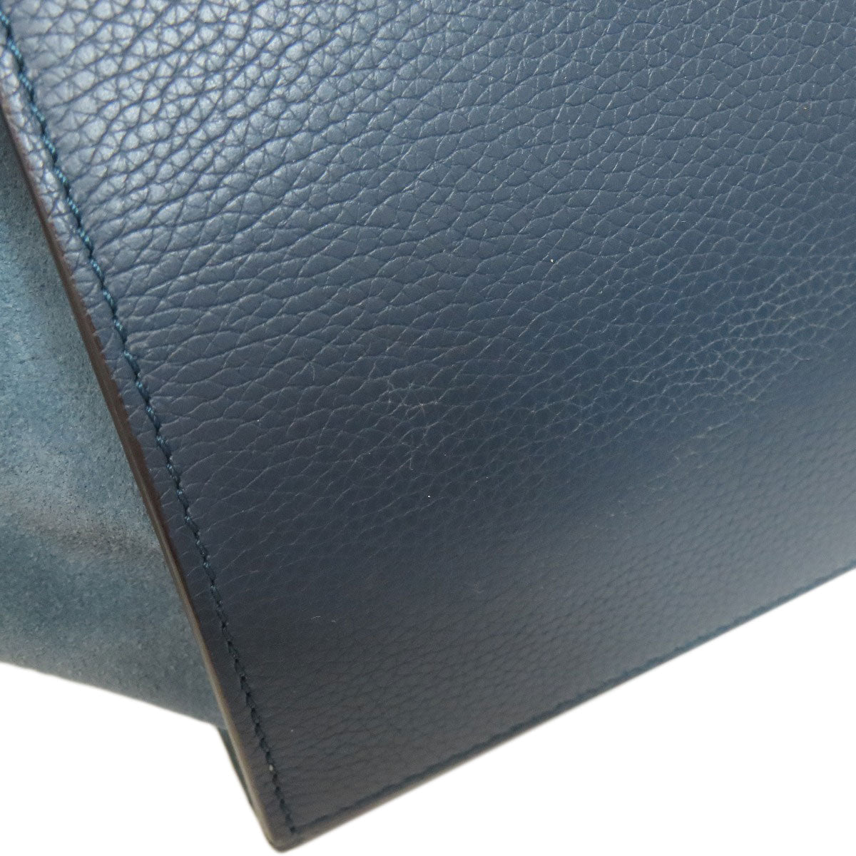 CELINE Handbag leather Navy Trapeze 2WAY Women Used Authentic