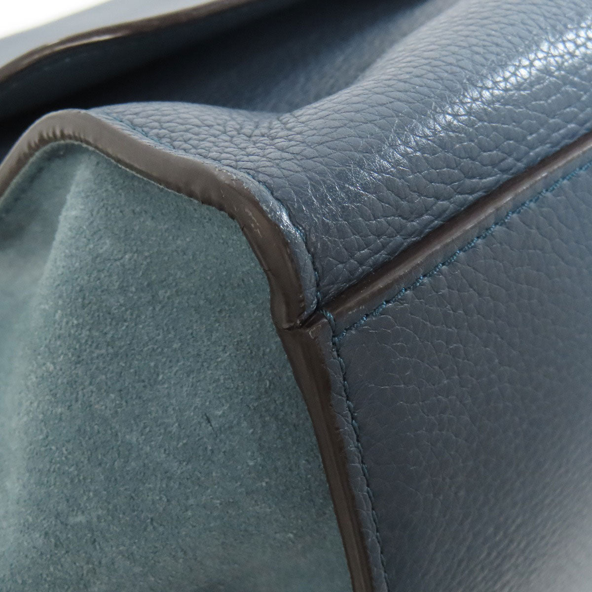 CELINE Handbag leather Navy Trapeze 2WAY Women Used Authentic