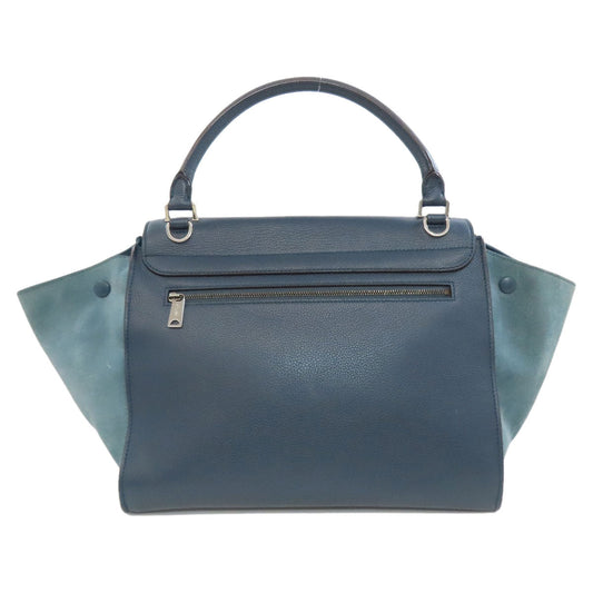 CELINE Handbag leather Navy Trapeze 2WAY Women Used Authentic