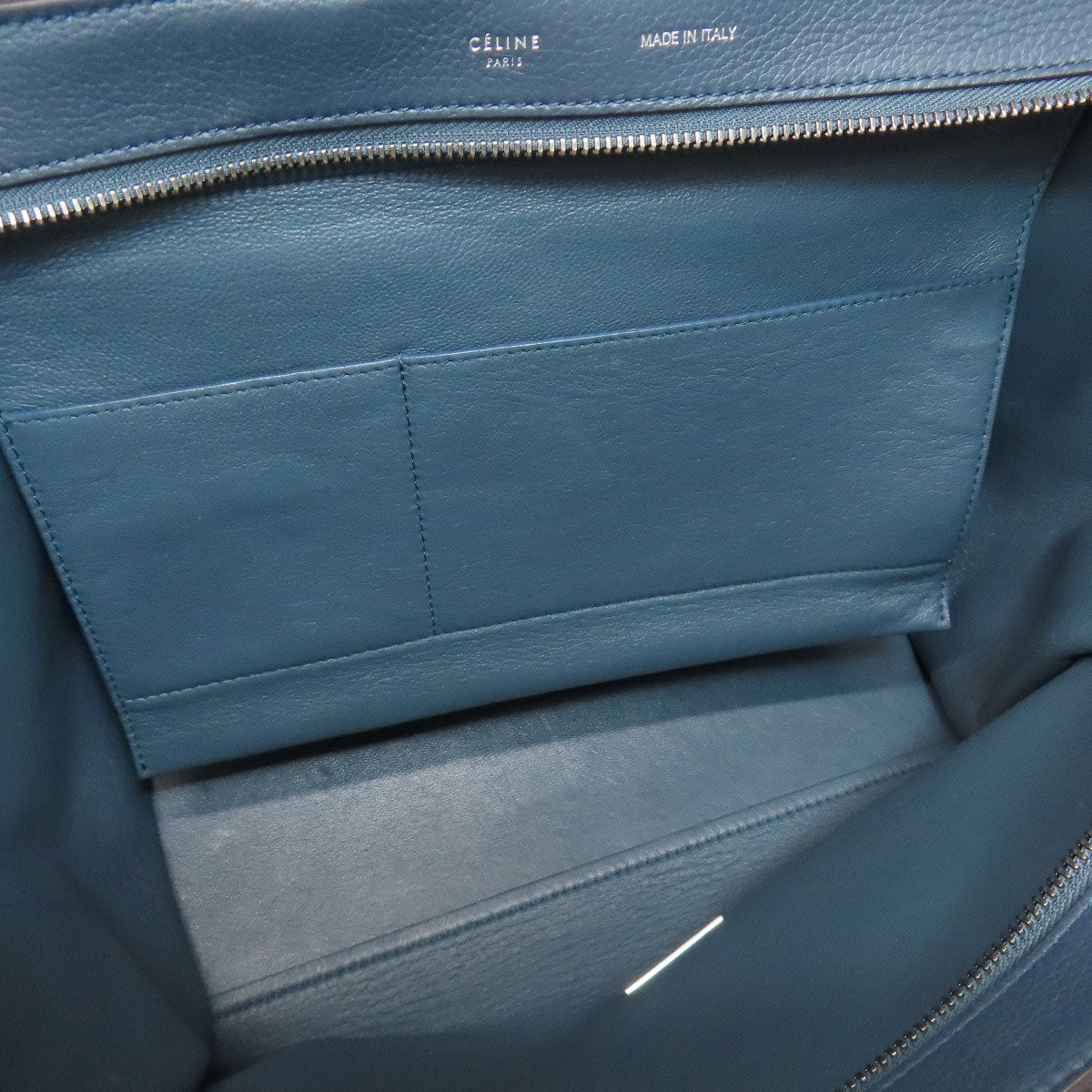 CELINE Handbag leather Navy Trapeze 2WAY Women Used Authentic