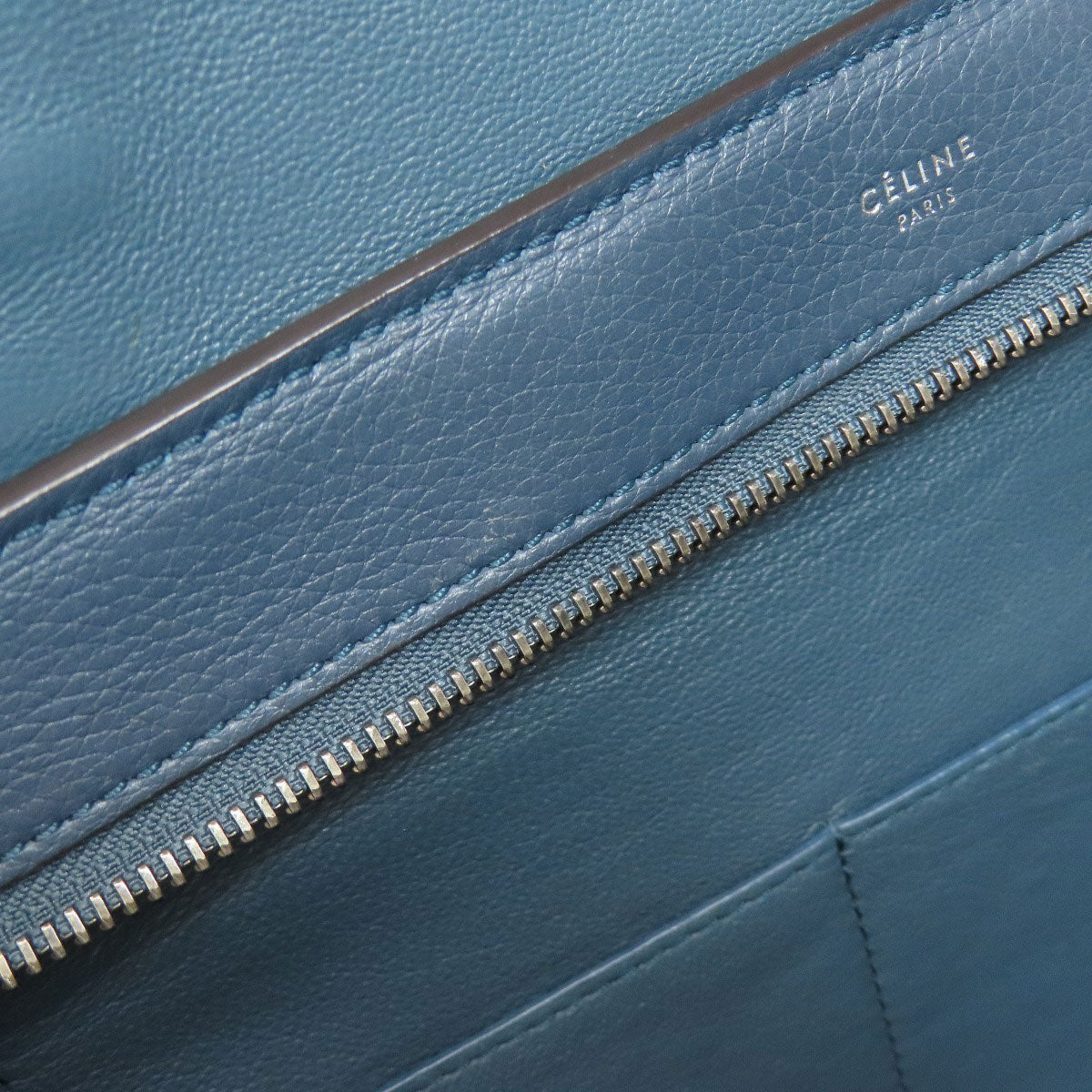 CELINE Handbag leather Navy Trapeze 2WAY Women Used Authentic