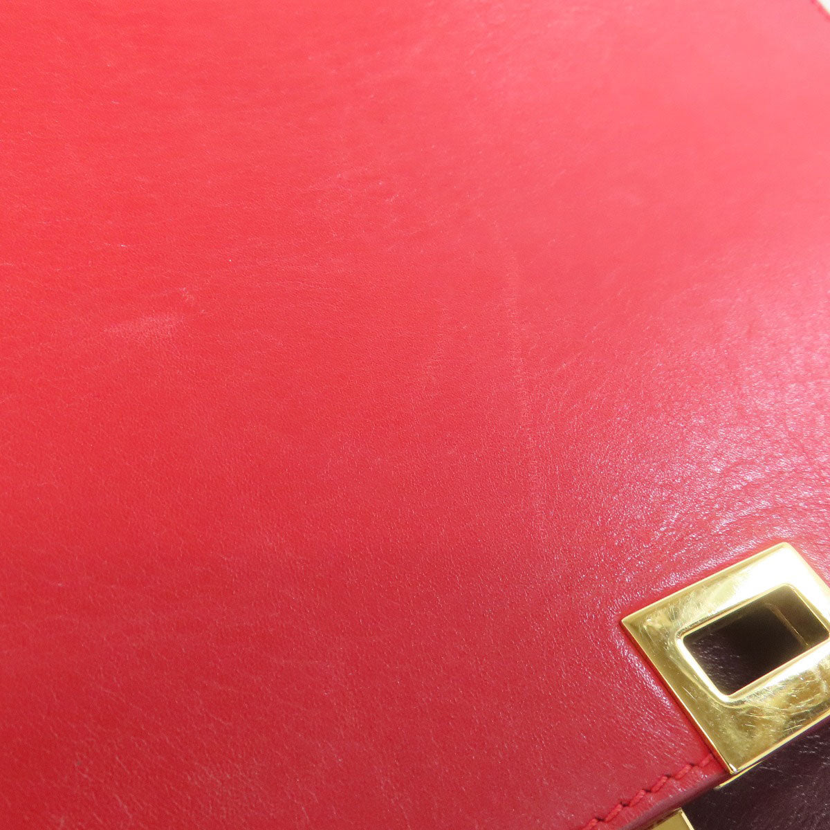 CELINE Handbag leather Red Trapeze 2WAY Women Used Authentic