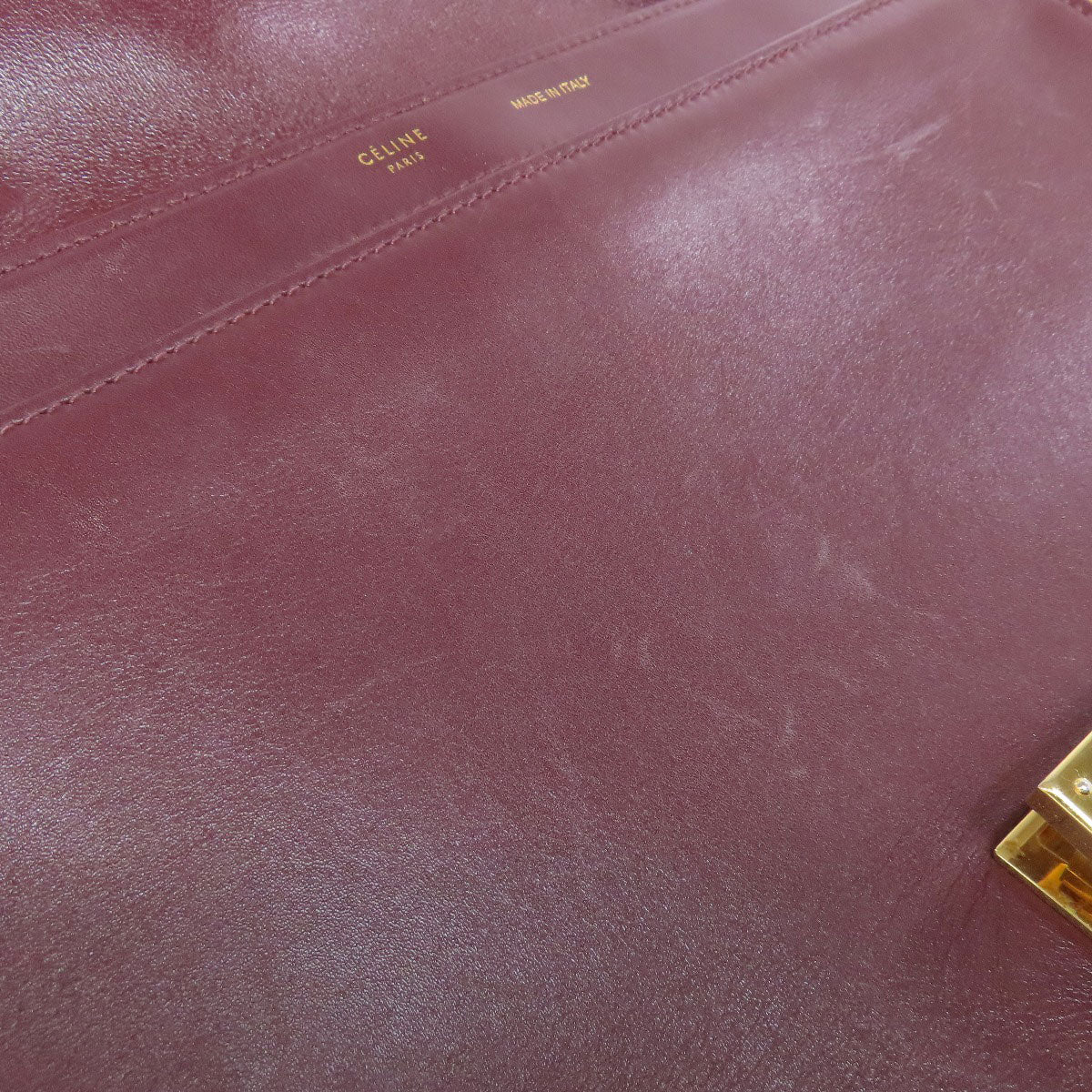 CELINE Handbag leather Red Trapeze 2WAY Women Used Authentic