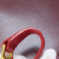CELINE Handbag leather Red Trapeze 2WAY Women Used Authentic