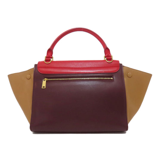 CELINE Handbag leather Red Trapeze 2WAY Women Used Authentic
