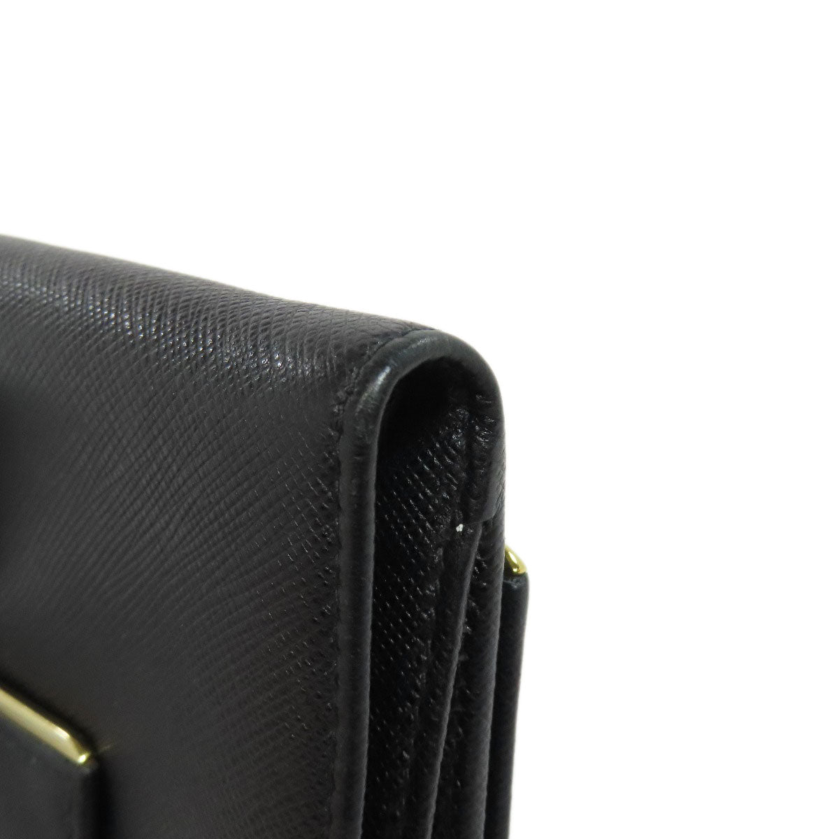 PRADA Bifold Wallet leather black Safiano logo Women Used Authentic