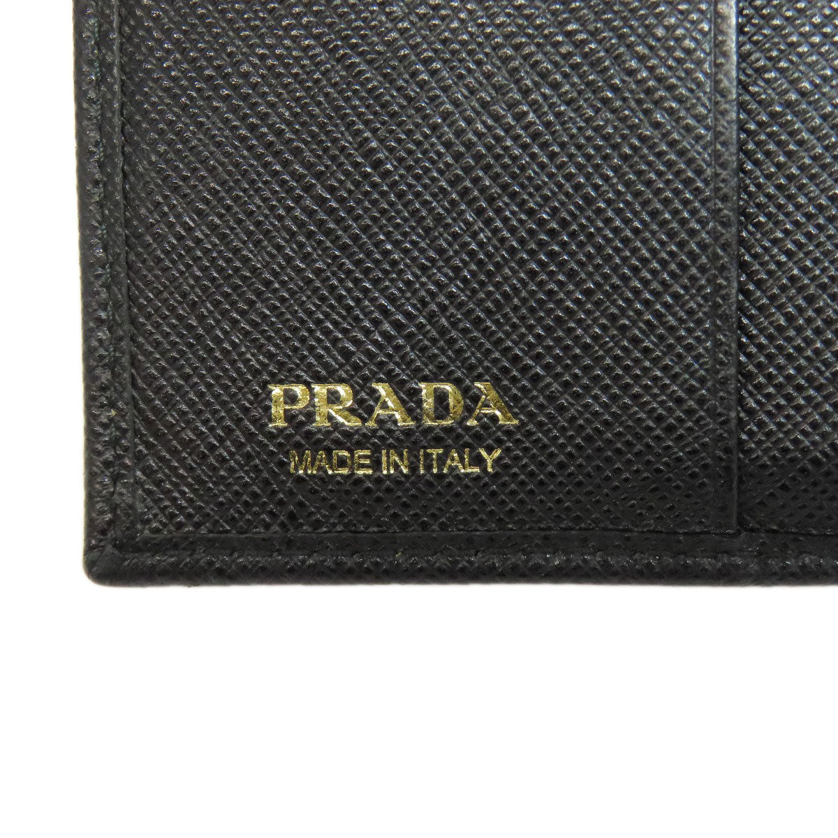 PRADA Bifold Wallet leather black Safiano logo Women Used Authentic