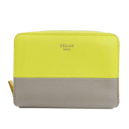 CELINE Coin case leather yellow logo Women Used Authentic
