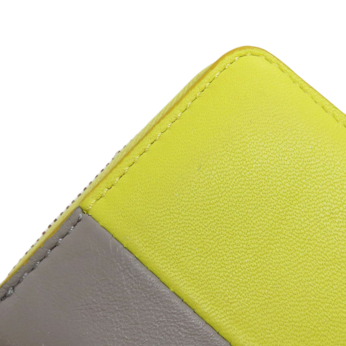 CELINE Coin case leather yellow logo Women Used Authentic