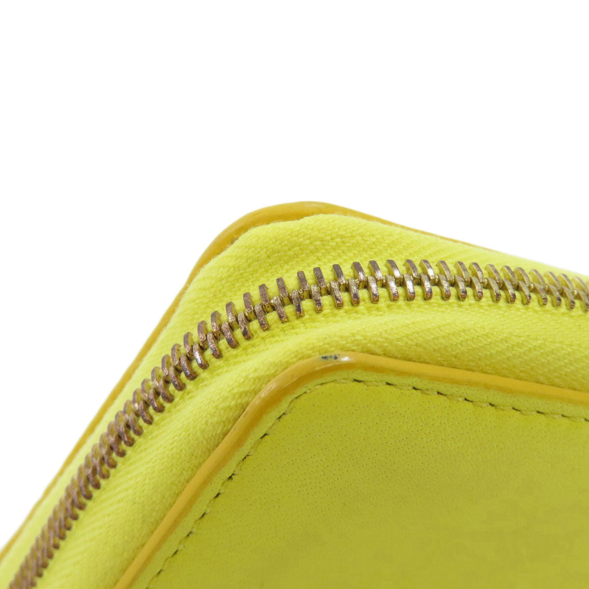 CELINE Coin case leather yellow logo Women Used Authentic
