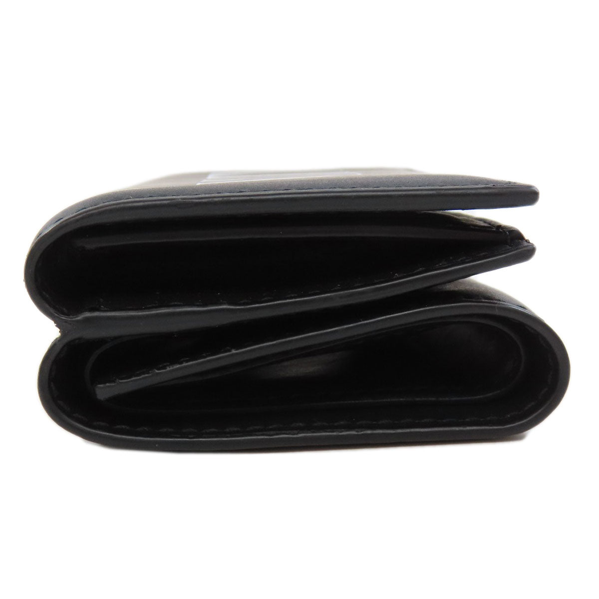 Valentino Bifold Wallet leather black logo Tri-fold Wallet Women Used Authentic