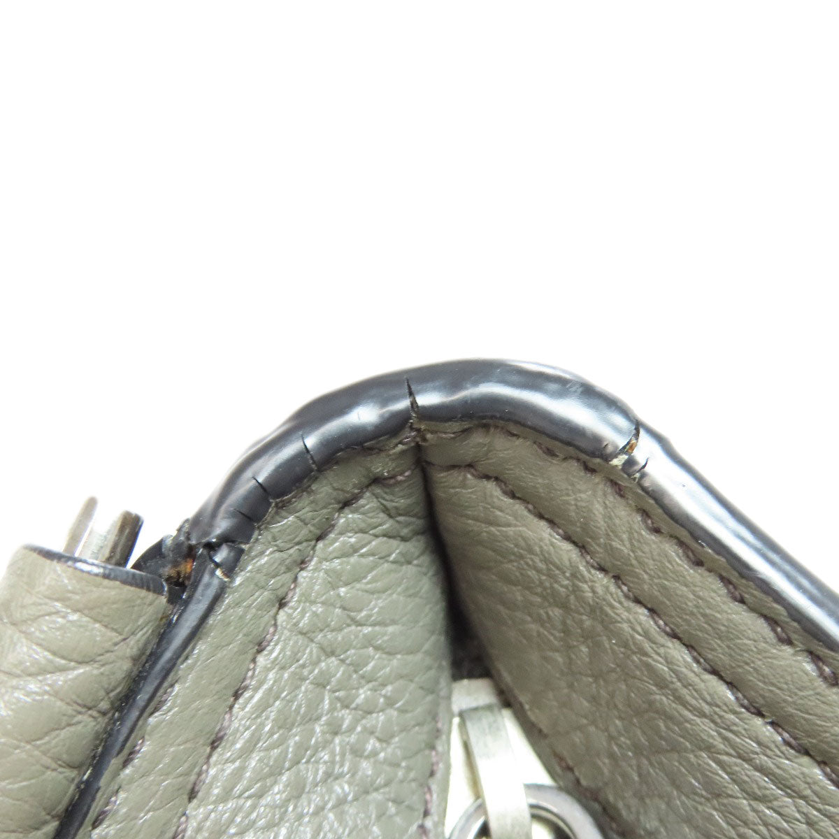 PRADA Shoulder Bag VA1034 leather gray logoMetal Women Used Authentic