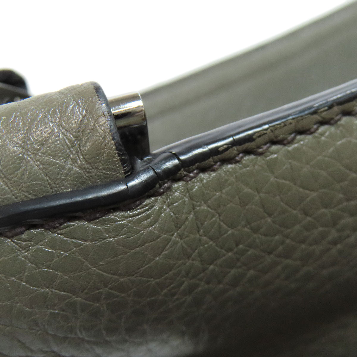 PRADA Shoulder Bag VA1034 leather gray logoMetal Women Used Authentic