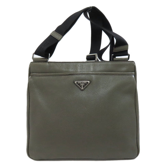 PRADA Shoulder Bag VA1034 leather gray logoMetal Women Used Authentic