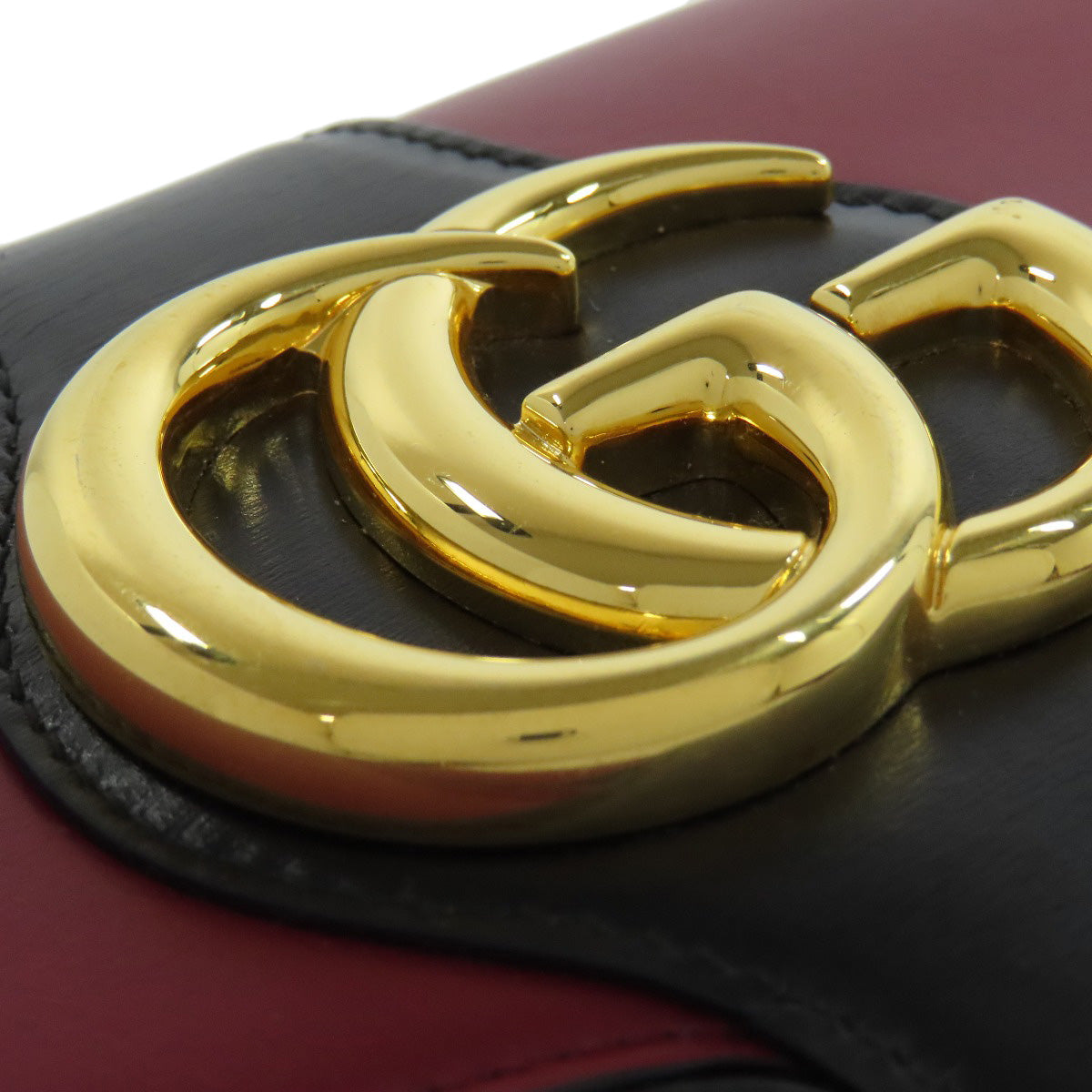 GUCCI Shoulder Bag 550129 Calfskin Red Ally GG Marmont Women Used Authentic