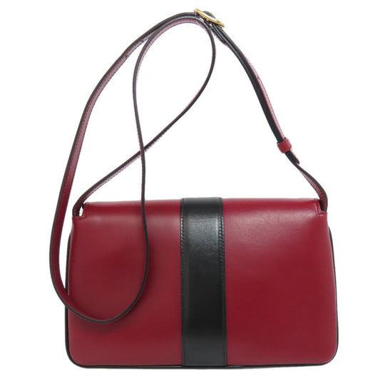 GUCCI Shoulder Bag 550129 Calfskin Red Ally GG Marmont Women Used Authentic
