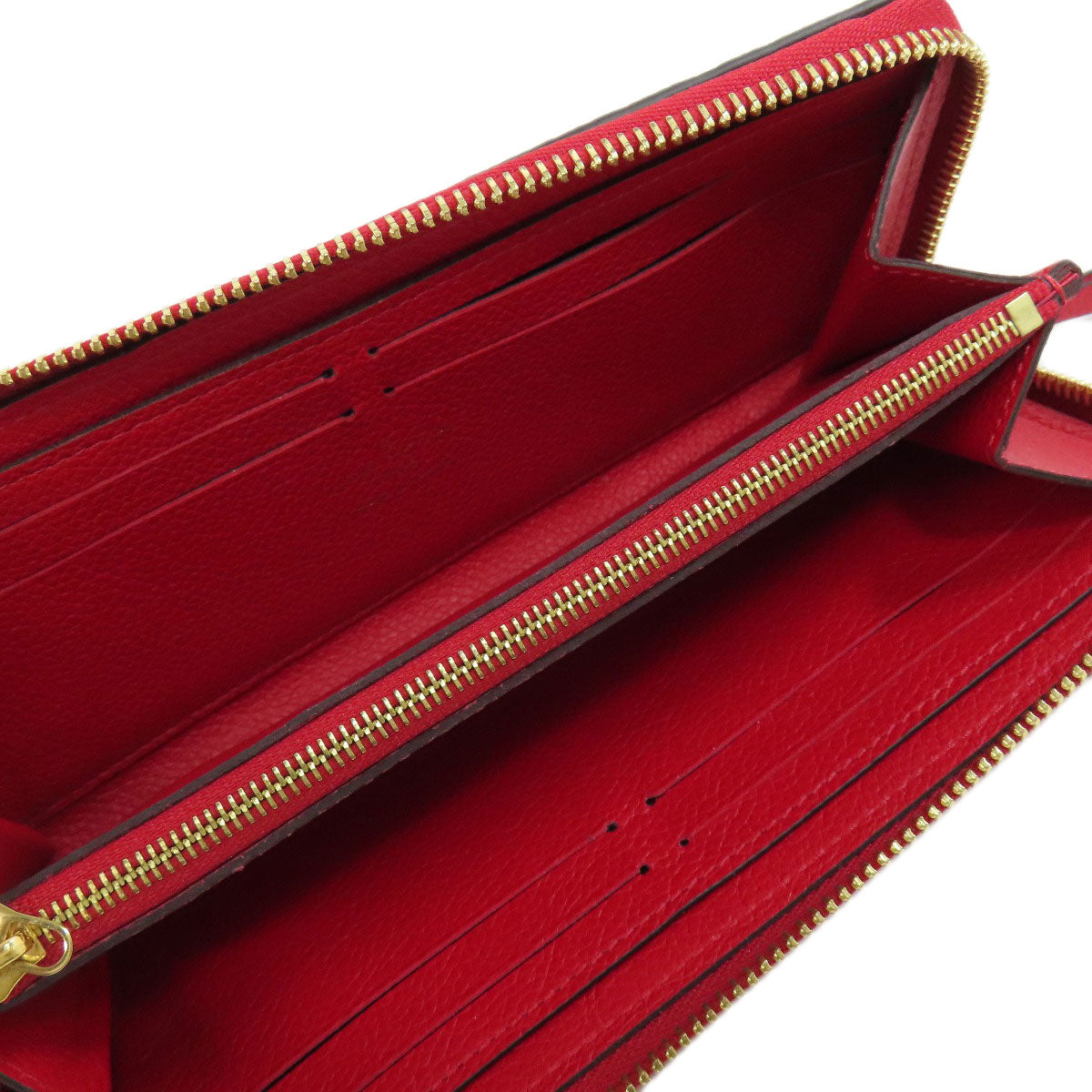 LOUIS VUITTON Long Wallet Purse M61701 Ann Platt Red Portefeuille Clemence Women Used Authentic