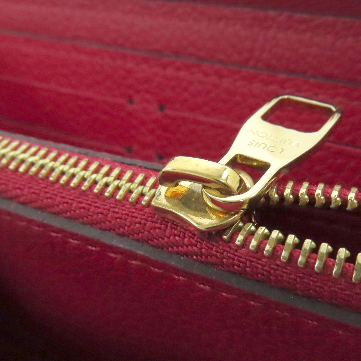 LOUIS VUITTON Long Wallet Purse M61701 Ann Platt Red Portefeuille Clemence Women Used Authentic