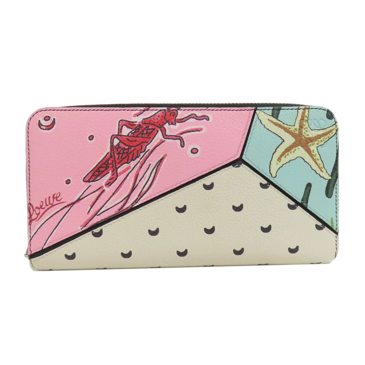 LOEWE Long Wallet Purse Calfskin black Puzzle Zip Around Paula's Ibiza collaboration Women Used Authentic
