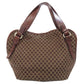 CELINE Tote Bag Nylon, Leather Brown Macadam Pattern Women Used Authentic