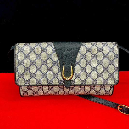 GUCCI Shoulder Bag leather Navy
