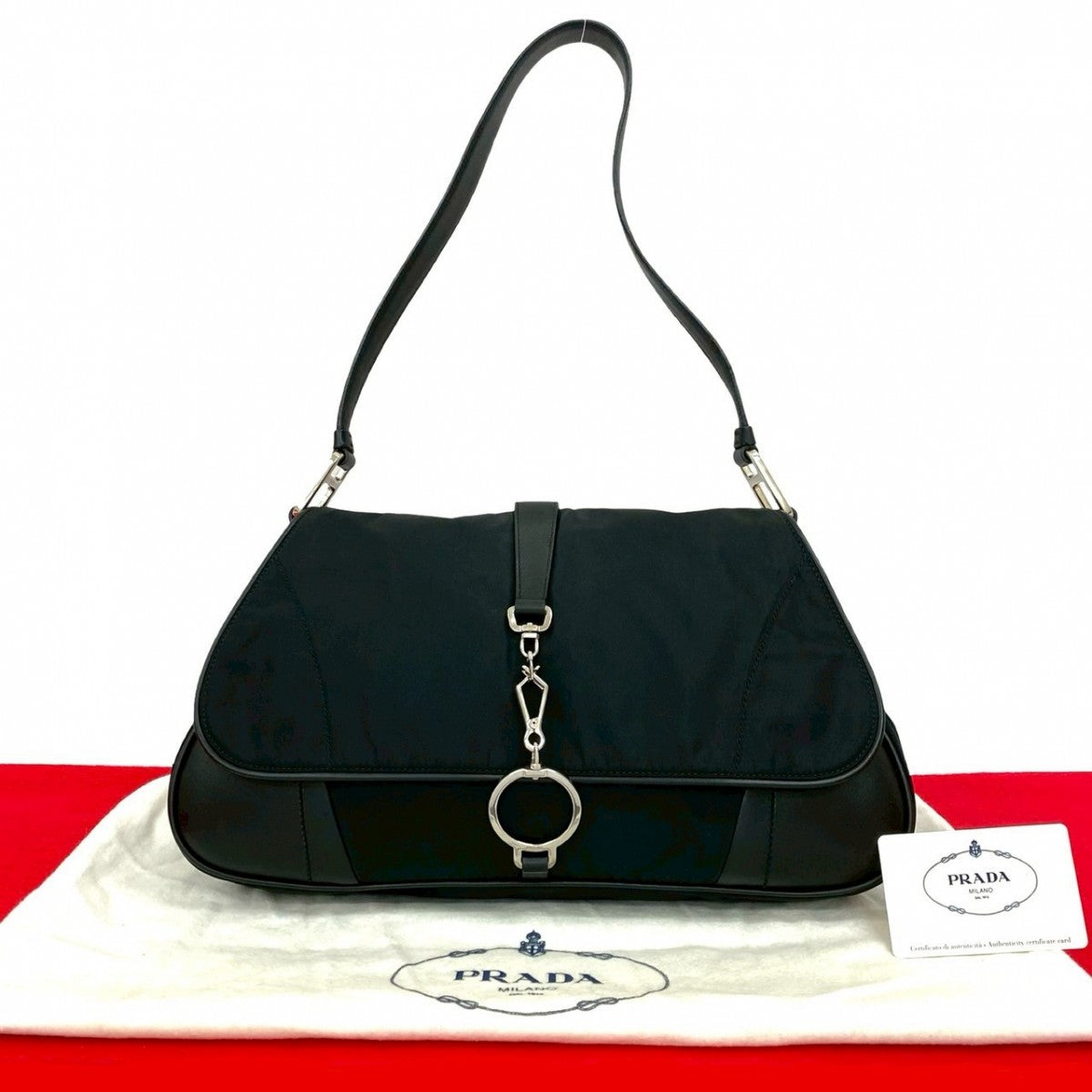 PRADA Shoulder Bag leather black