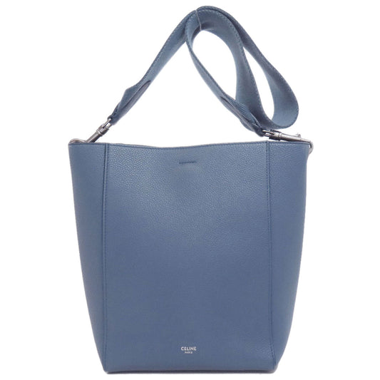 CELINE Shoulder Bag Calfskin blue Sangle Bucket Small