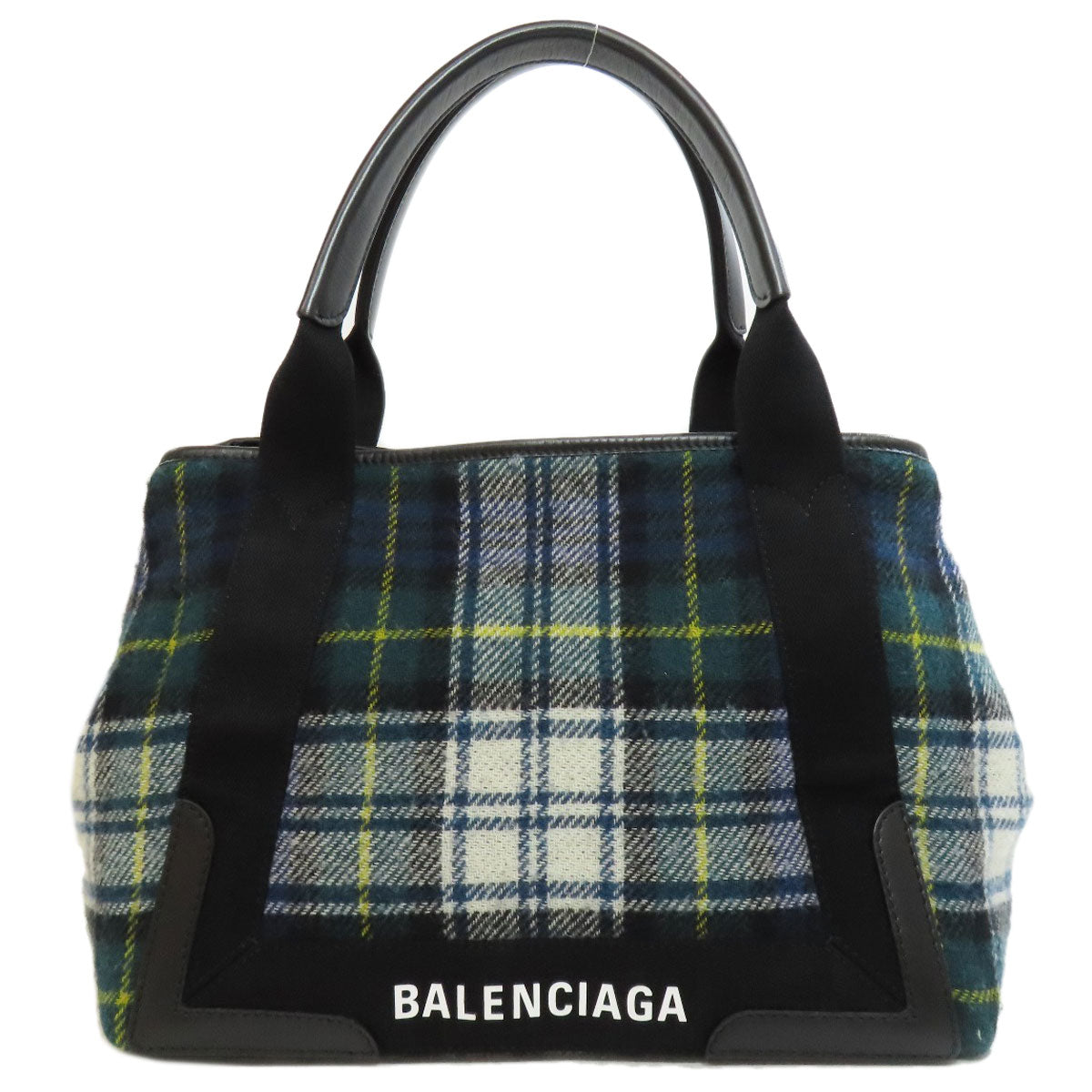 BALENCIAGA Handbag 339933 wool green Navy kabas S Women Used Authentic