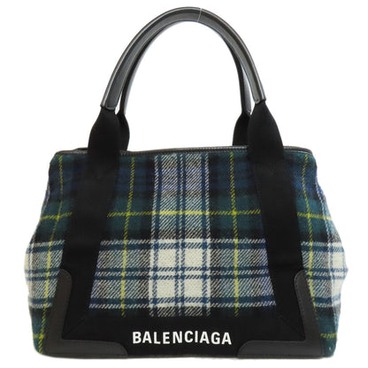 BALENCIAGA Handbag 339933 wool green Navy kabas S Women Used Authentic