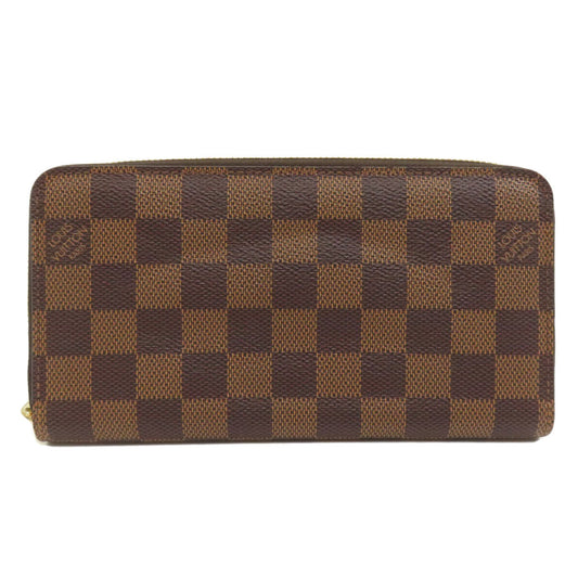 LOUIS VUITTON Long Wallet Purse N60015 Damier canvas Brown Zippy wallet old
