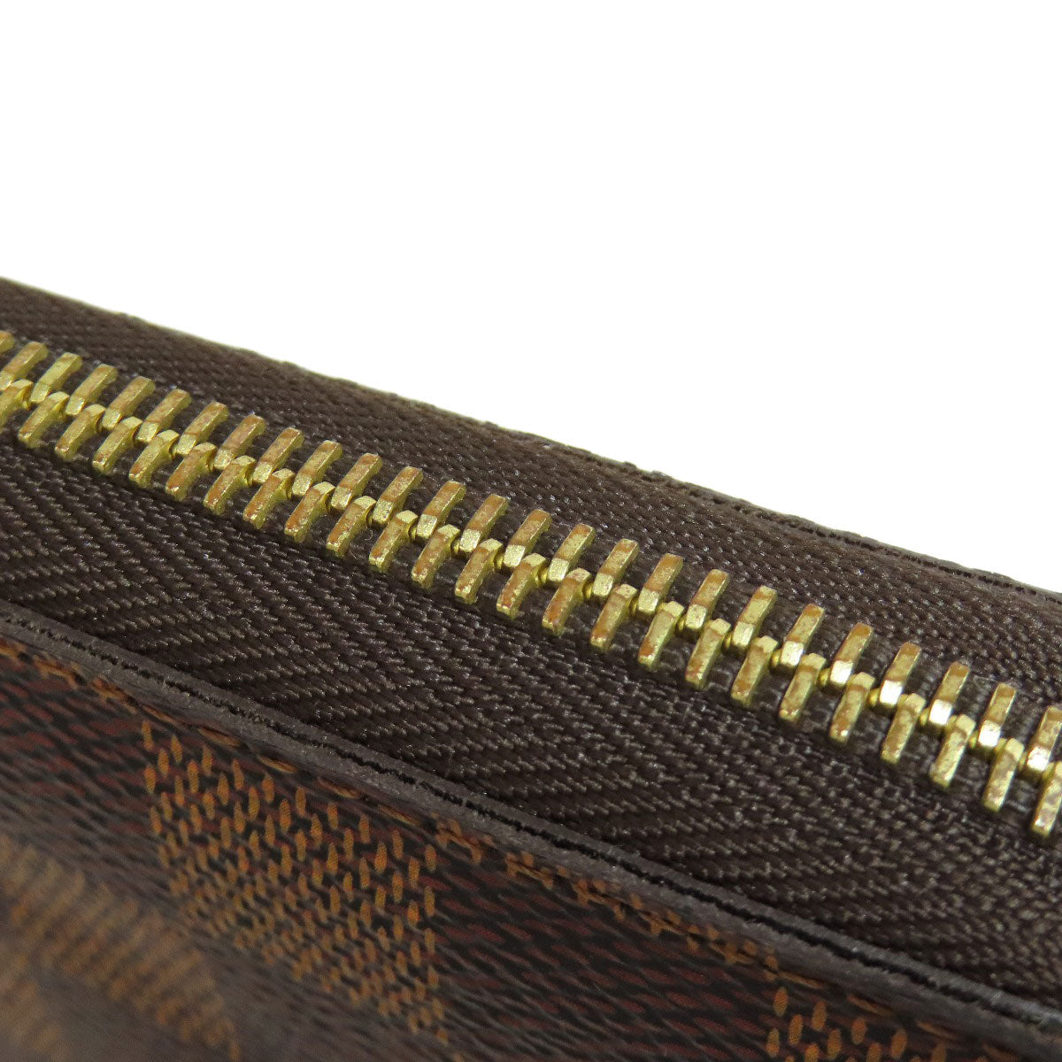 LOUIS VUITTON Long Wallet Purse N60015 Damier canvas Brown Zippy wallet old