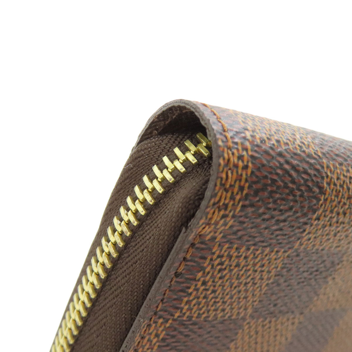LOUIS VUITTON Long Wallet Purse N60015 Damier canvas Brown Zippy wallet old