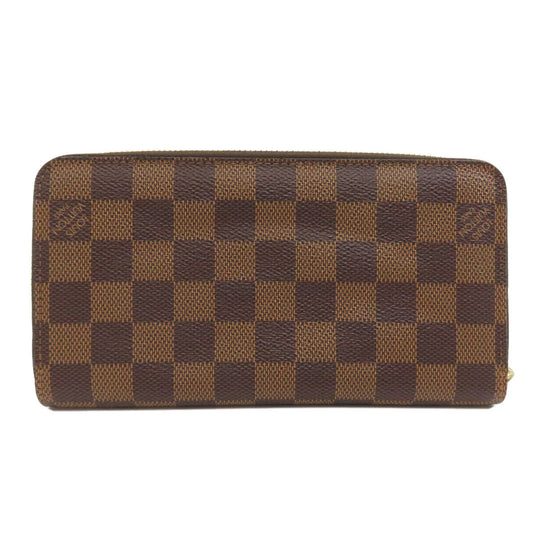 LOUIS VUITTON Long Wallet Purse N60015 Damier canvas Brown Zippy wallet old
