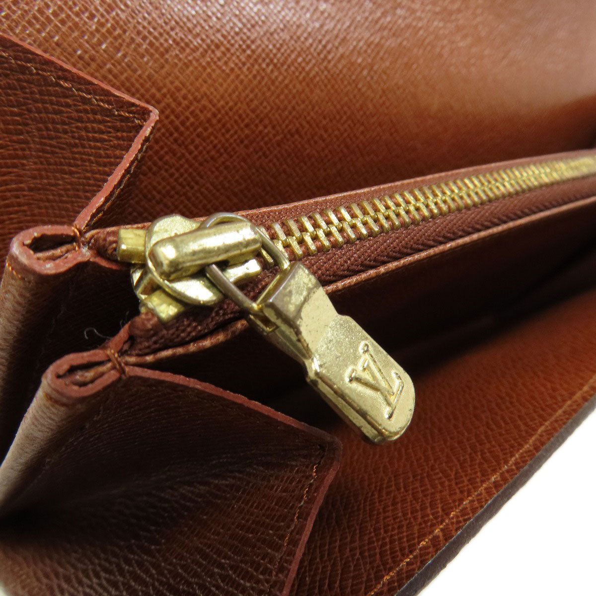 LOUIS VUITTON Long Wallet Purse M61723 Monogram canvas Brown Portefeuille Credit Women Used Authentic