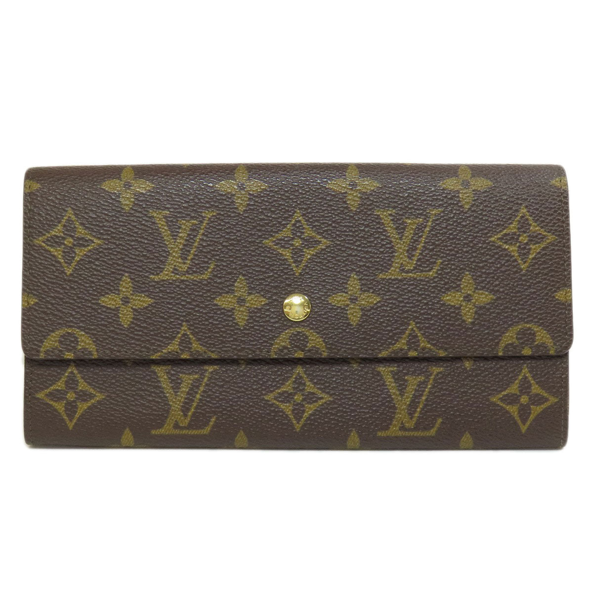 LOUIS VUITTON Long Wallet Purse M61723 Monogram canvas Brown Portefeuille Credit Women Used Authentic