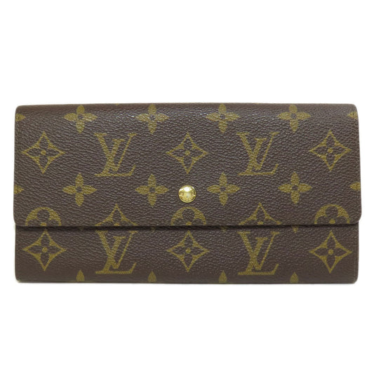 LOUIS VUITTON Long Wallet Purse M61723 Monogram canvas Brown Portefeuille Credit Women Used Authentic